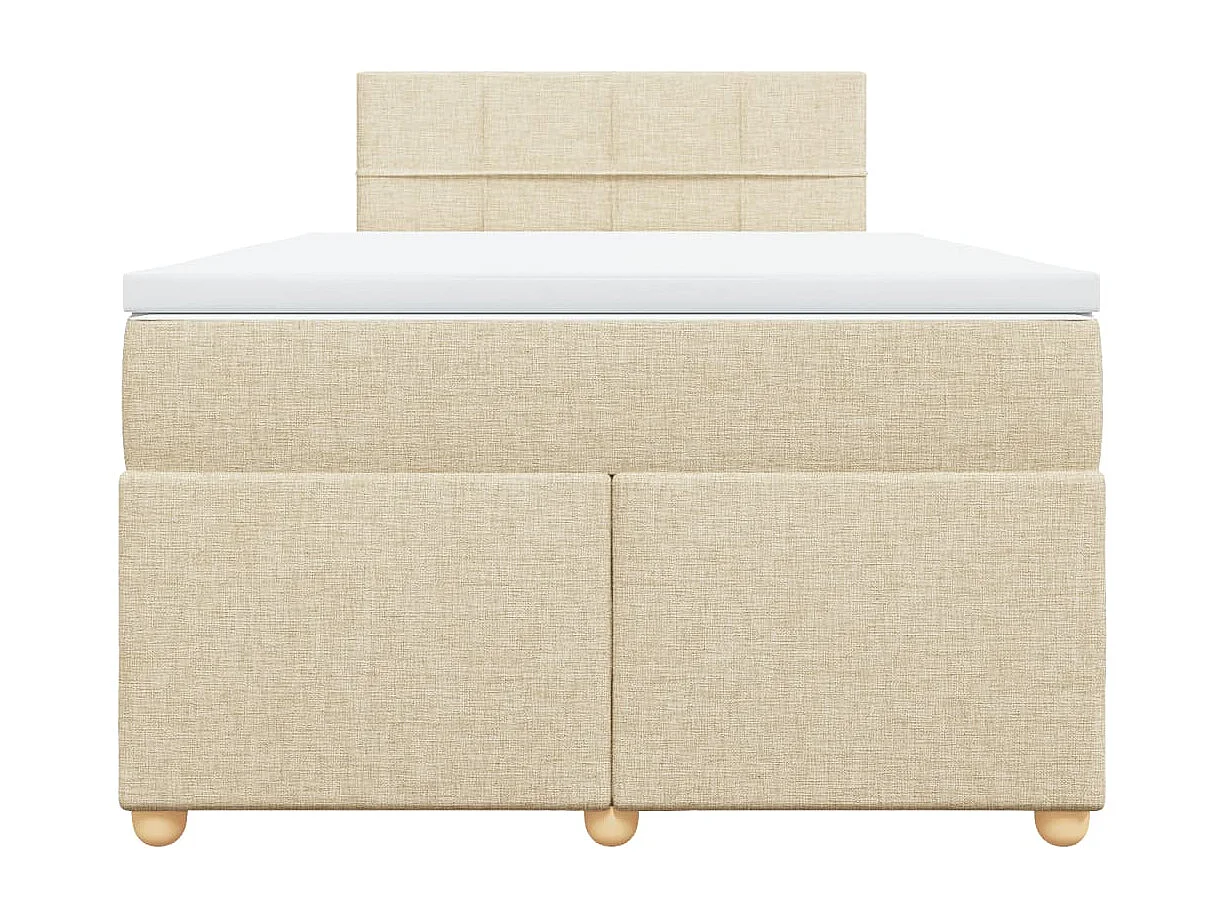Cama box spring con colchón tela color crema 120x190 cm