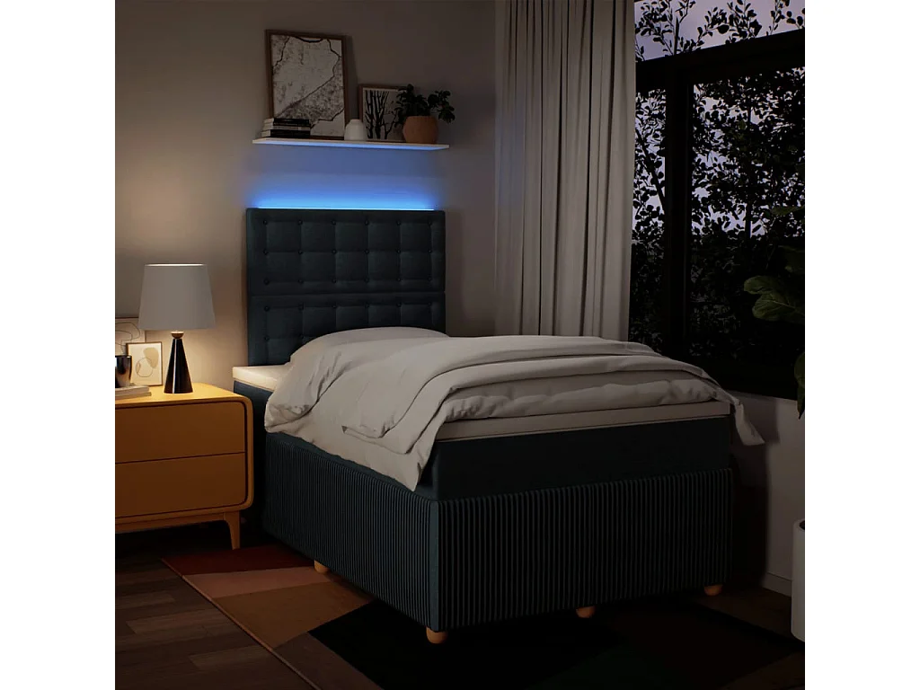 Cama com molas/colchão 120x200 cm tecido azul