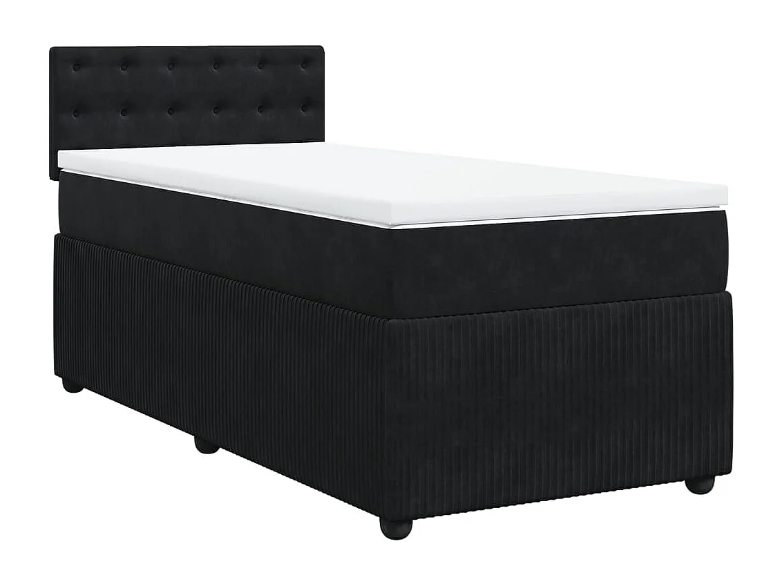 Sommier à lattes de lit avec matelas Noir 90x200 cm Velours