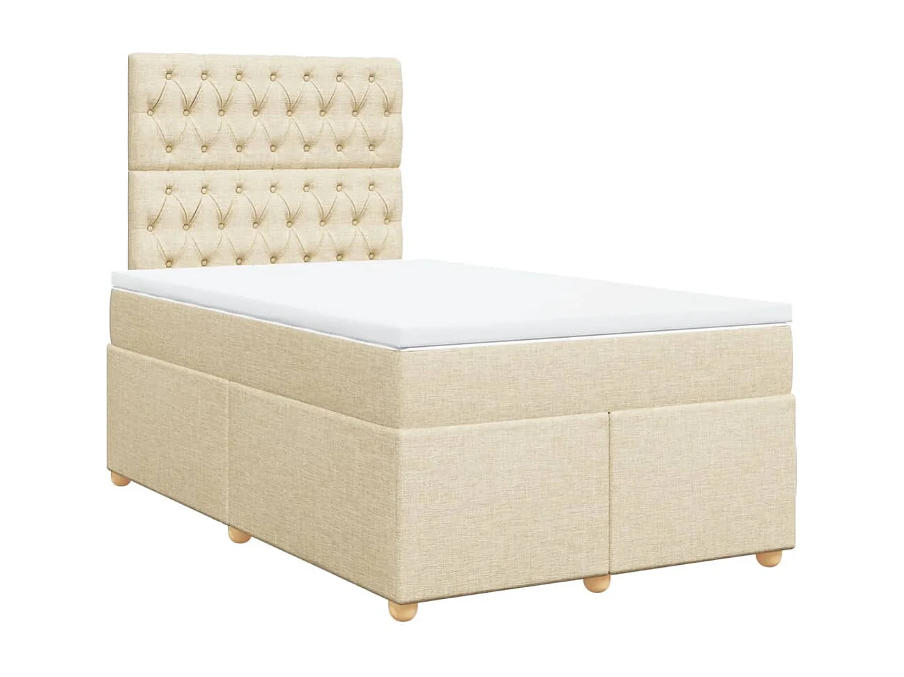 Boxspring met matras stof crèmekleurig 120x190 cm