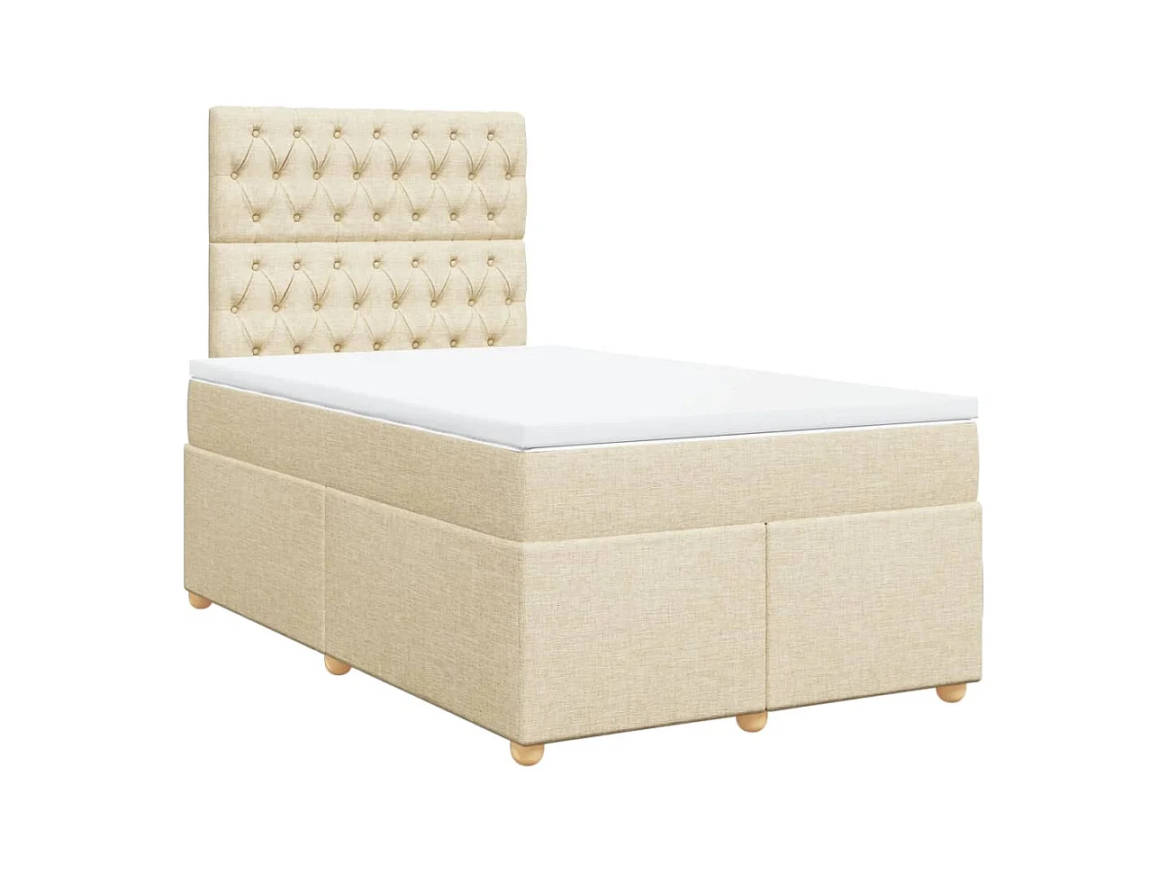 Sommier à lattes de lit avec matelas crème 120x190 cm tissu