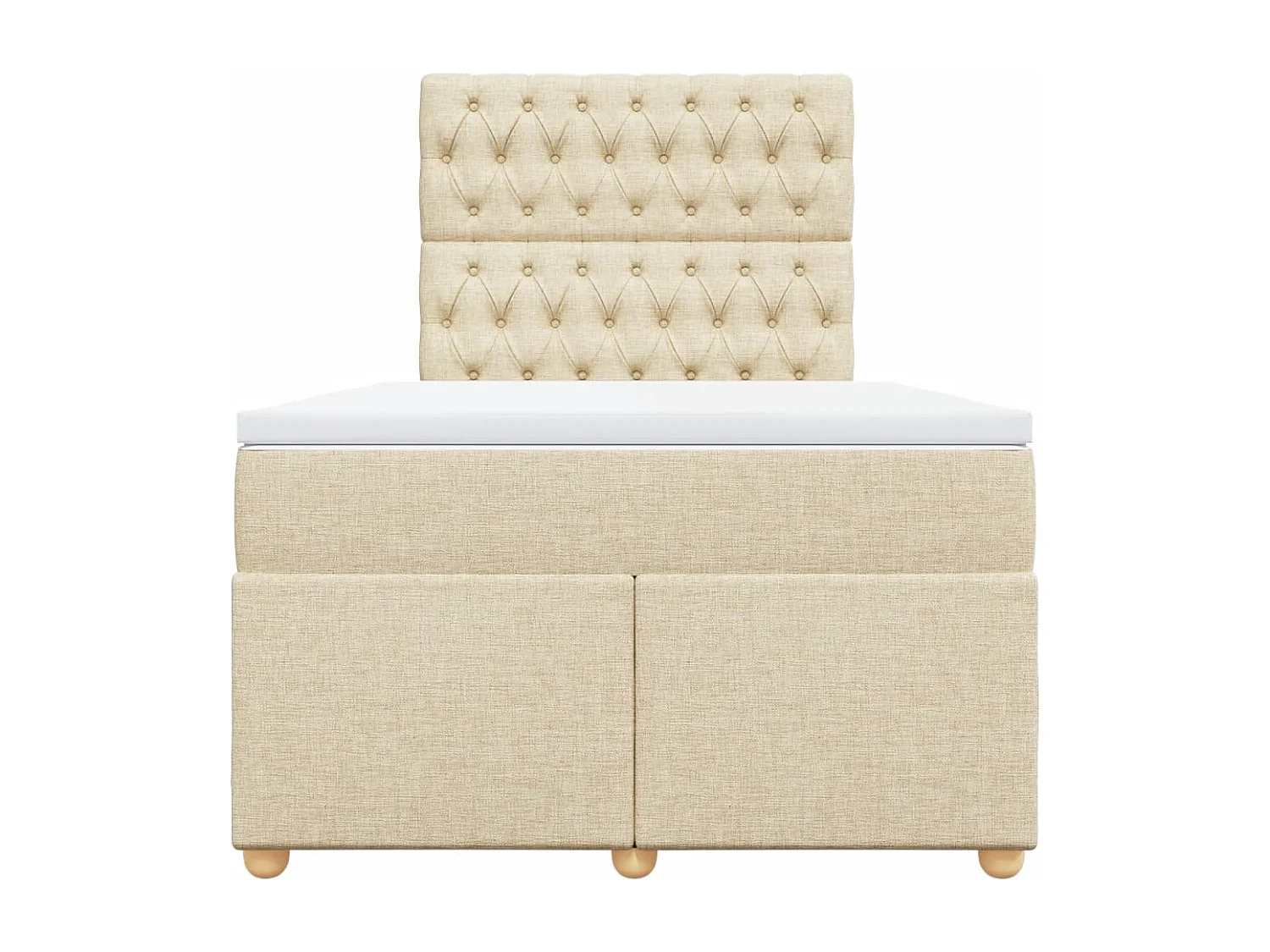 Cama box spring con colchón tela color crema 120x190 cm