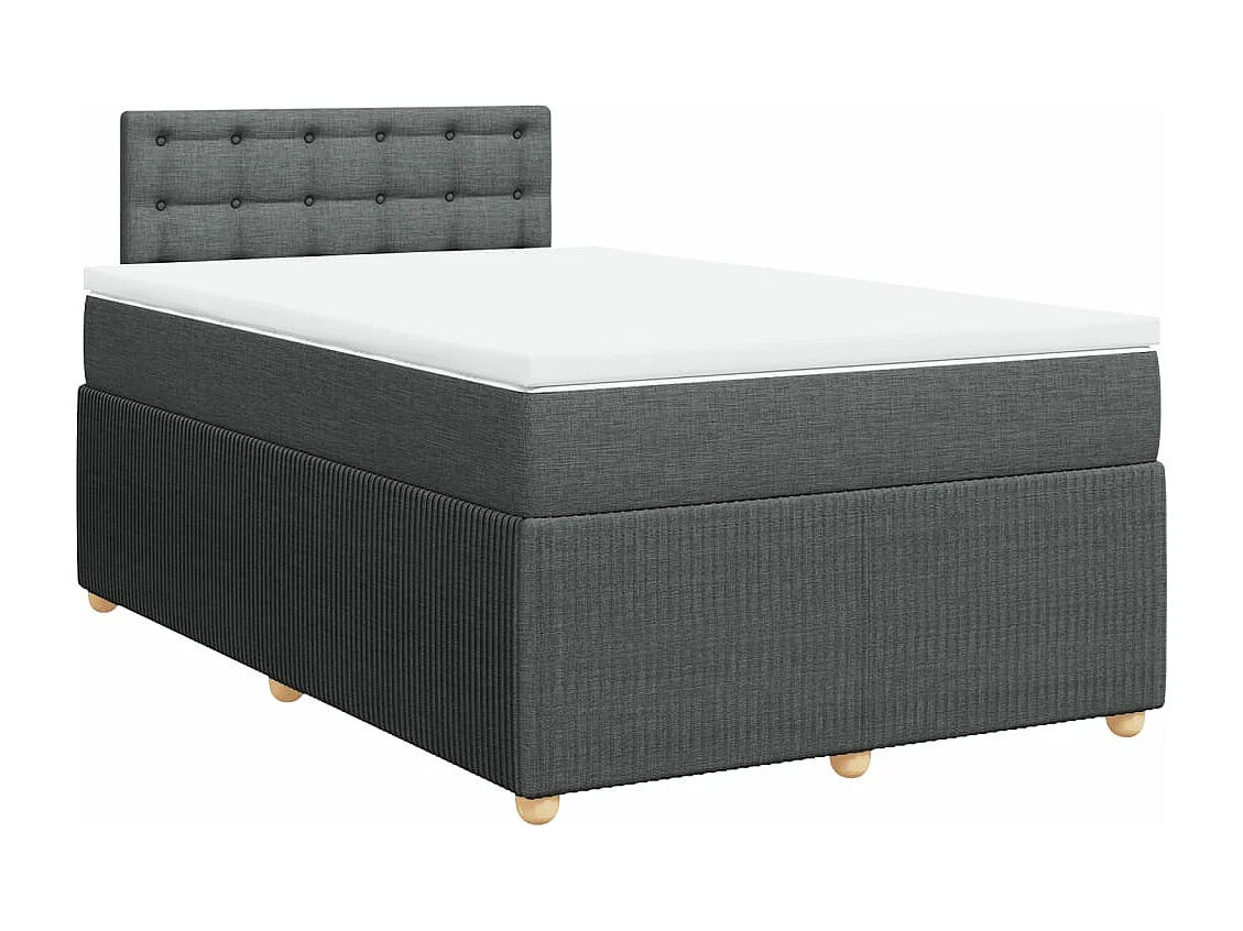 Cama box spring con colchón tela gris oscuro 120x200 cm