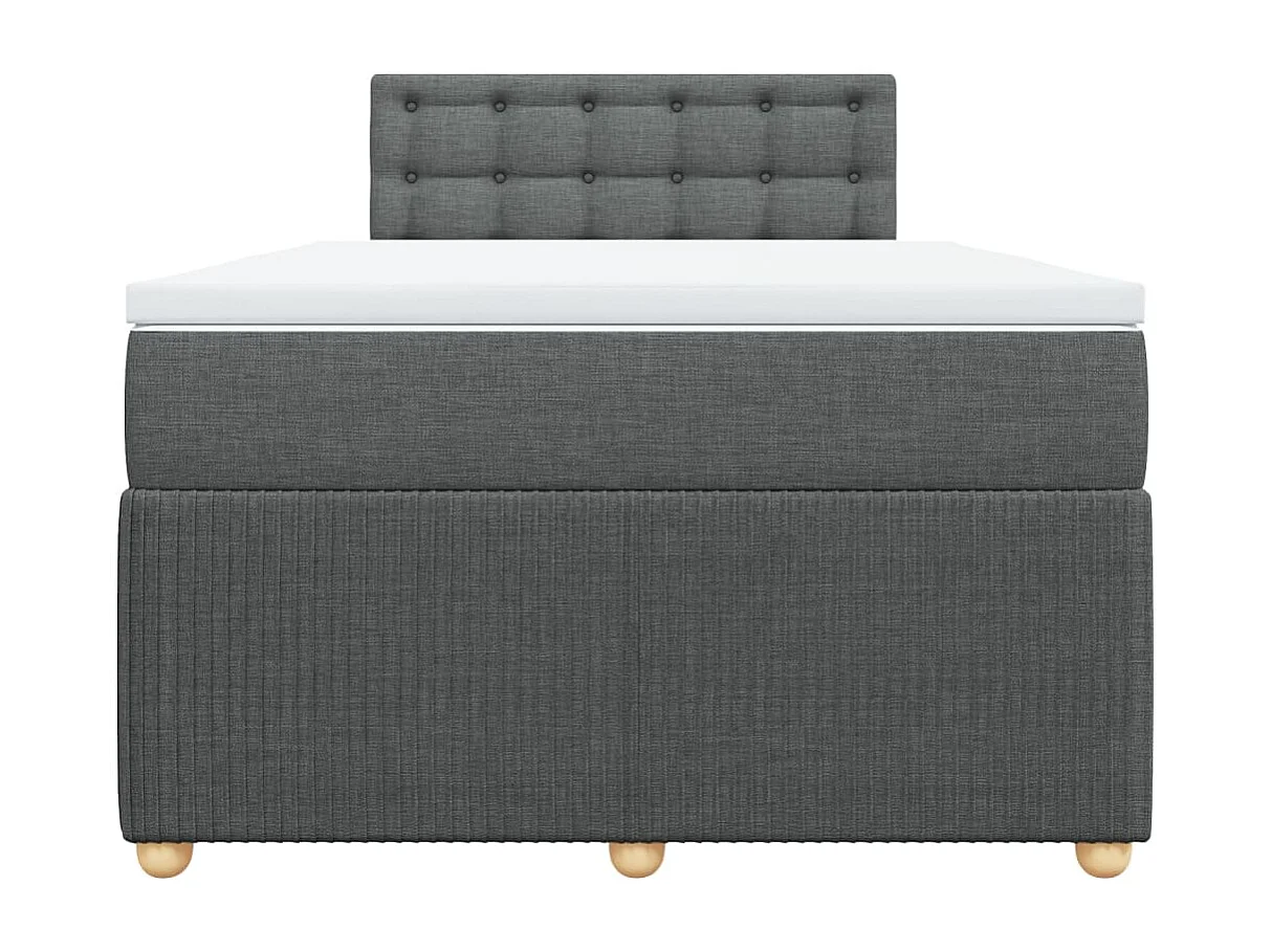 Cama box spring con colchón tela gris oscuro 120x200 cm