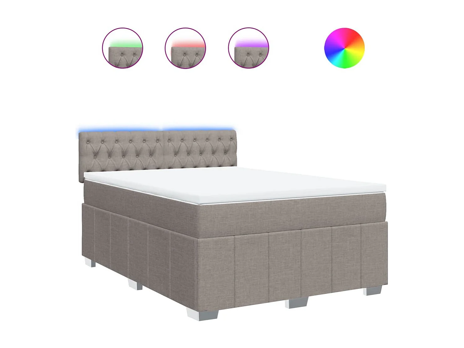 Cama box spring con colchón tela gris taupe 160x200 cm