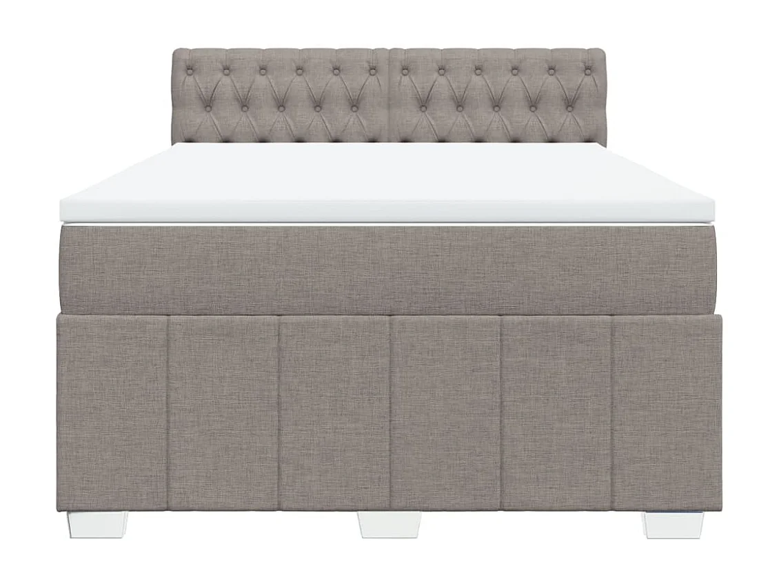 Cama box spring con colchón tela gris taupe 160x200 cm