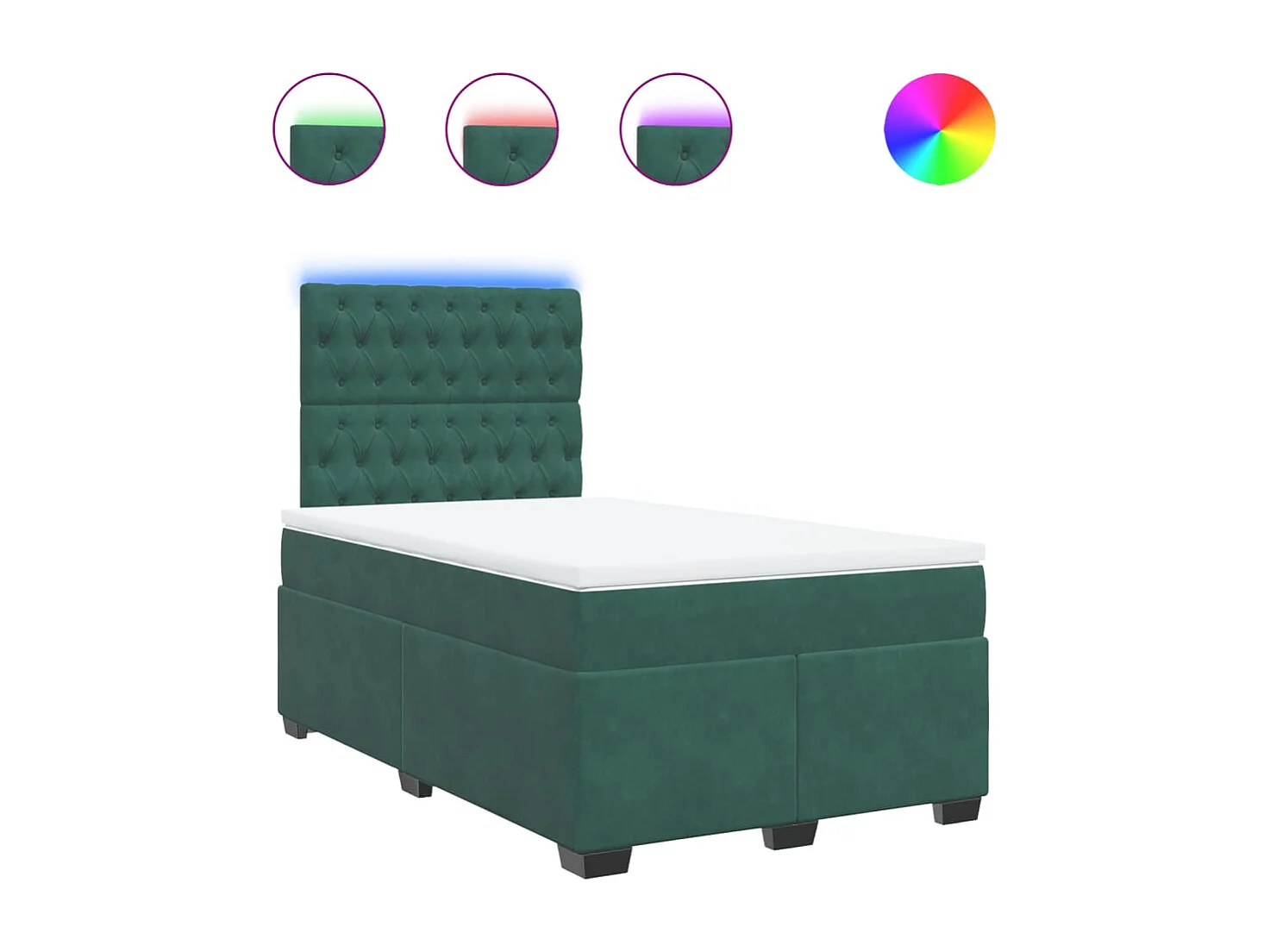 Cama box spring con colchón terciopelo verde oscuro 120x190 cm
