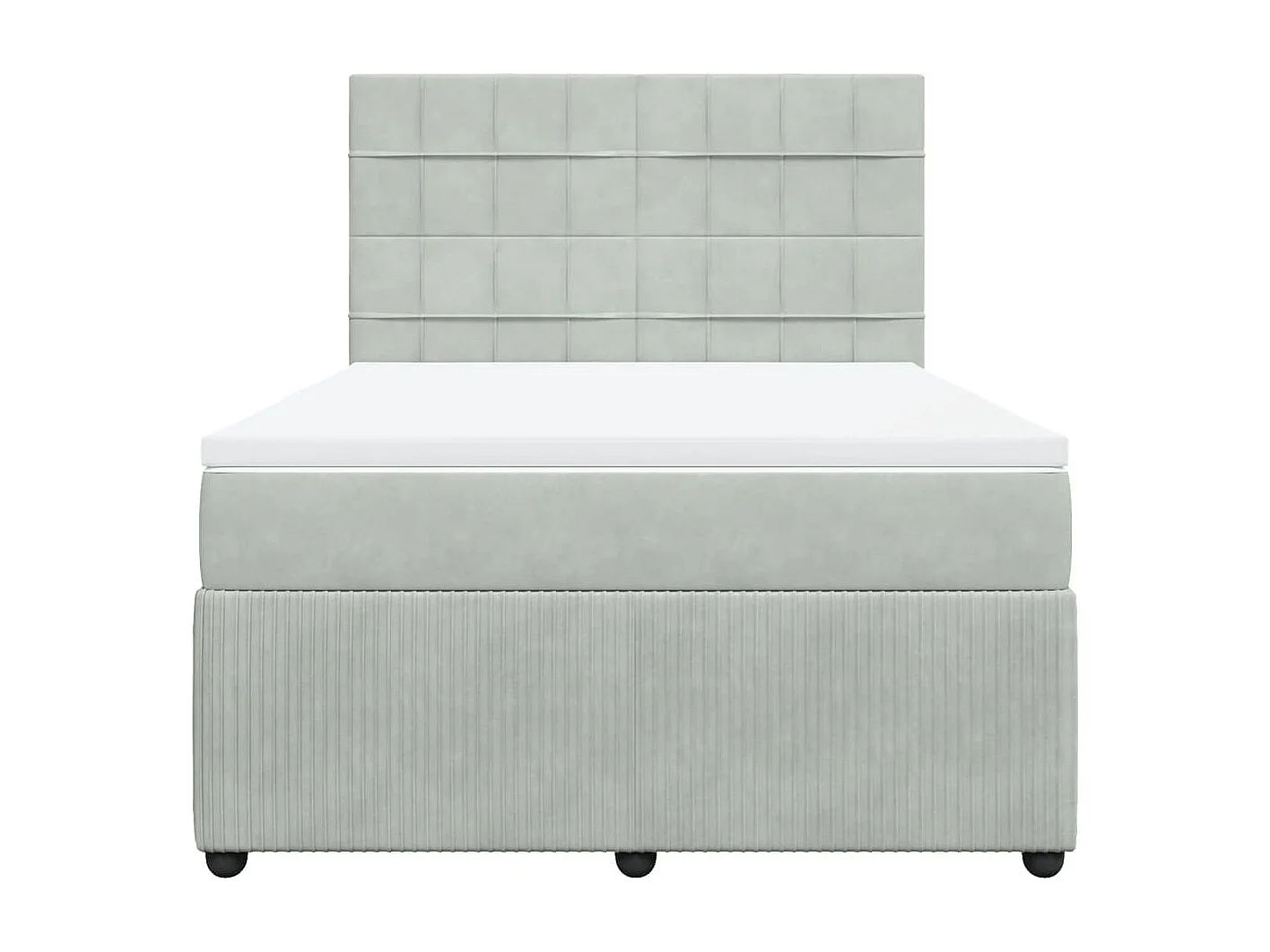 Cama box spring con colchón terciopelo gris claro 140x190 cm