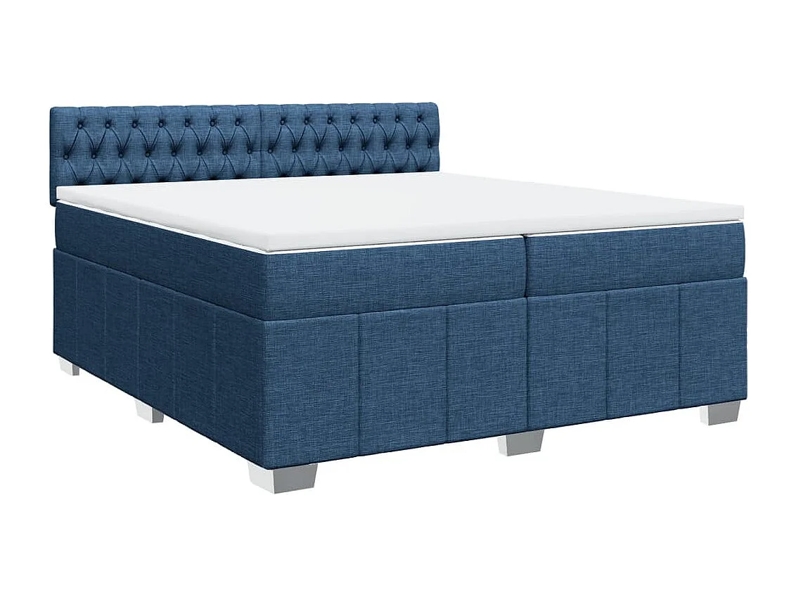 Cama com molas/colchão 200x200 cm tecido azul
