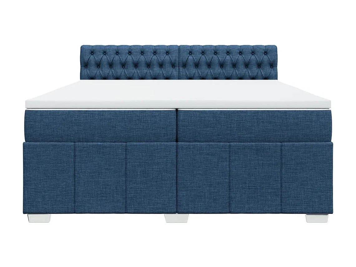 Cama com molas/colchão 200x200 cm tecido azul