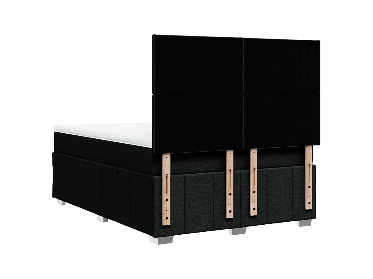 Sommier à lattes de lit avec matelas Noir 160x200 cm Tissu