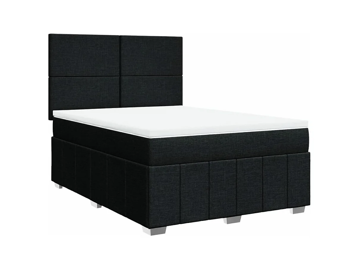 Sommier à lattes de lit avec matelas Noir 160x200 cm Tissu