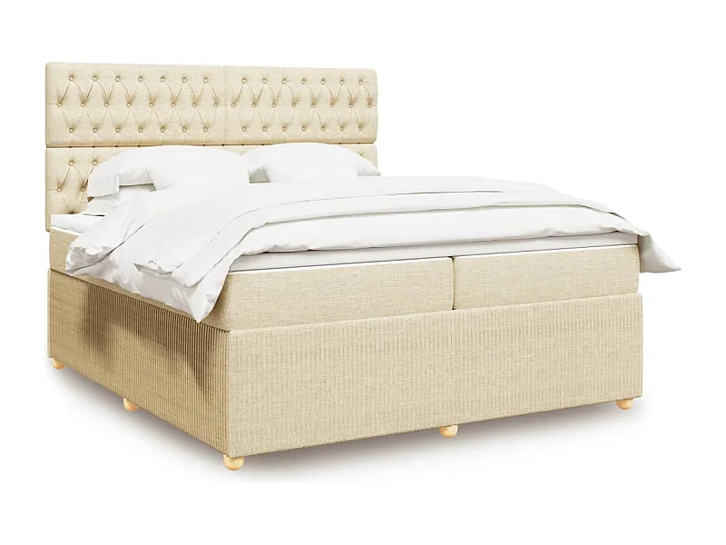 Sommier à lattes de lit avec matelas Crème 200x200 cm Tissu