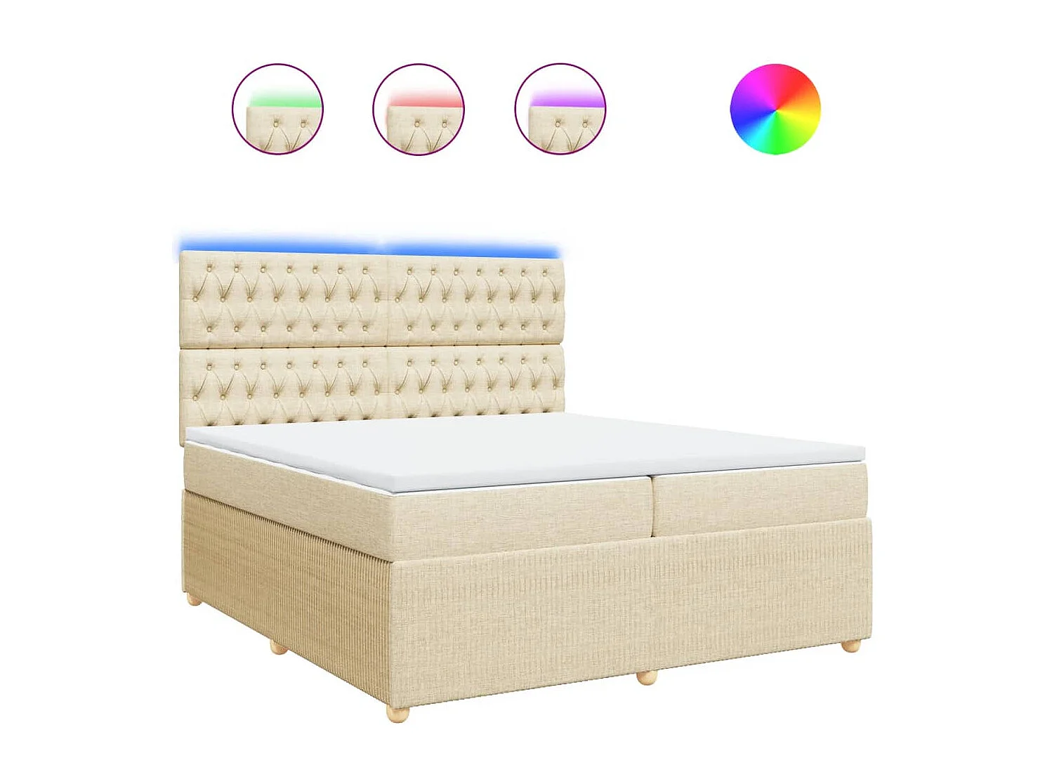 Sommier à lattes de lit avec matelas Crème 200x200 cm Tissu