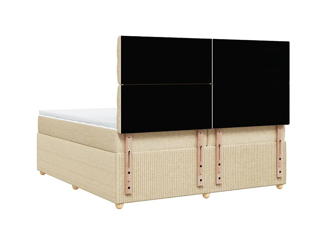 Sommier à lattes de lit avec matelas Crème 200x200 cm Tissu