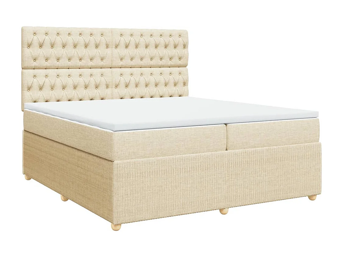 Sommier à lattes de lit avec matelas Crème 200x200 cm Tissu