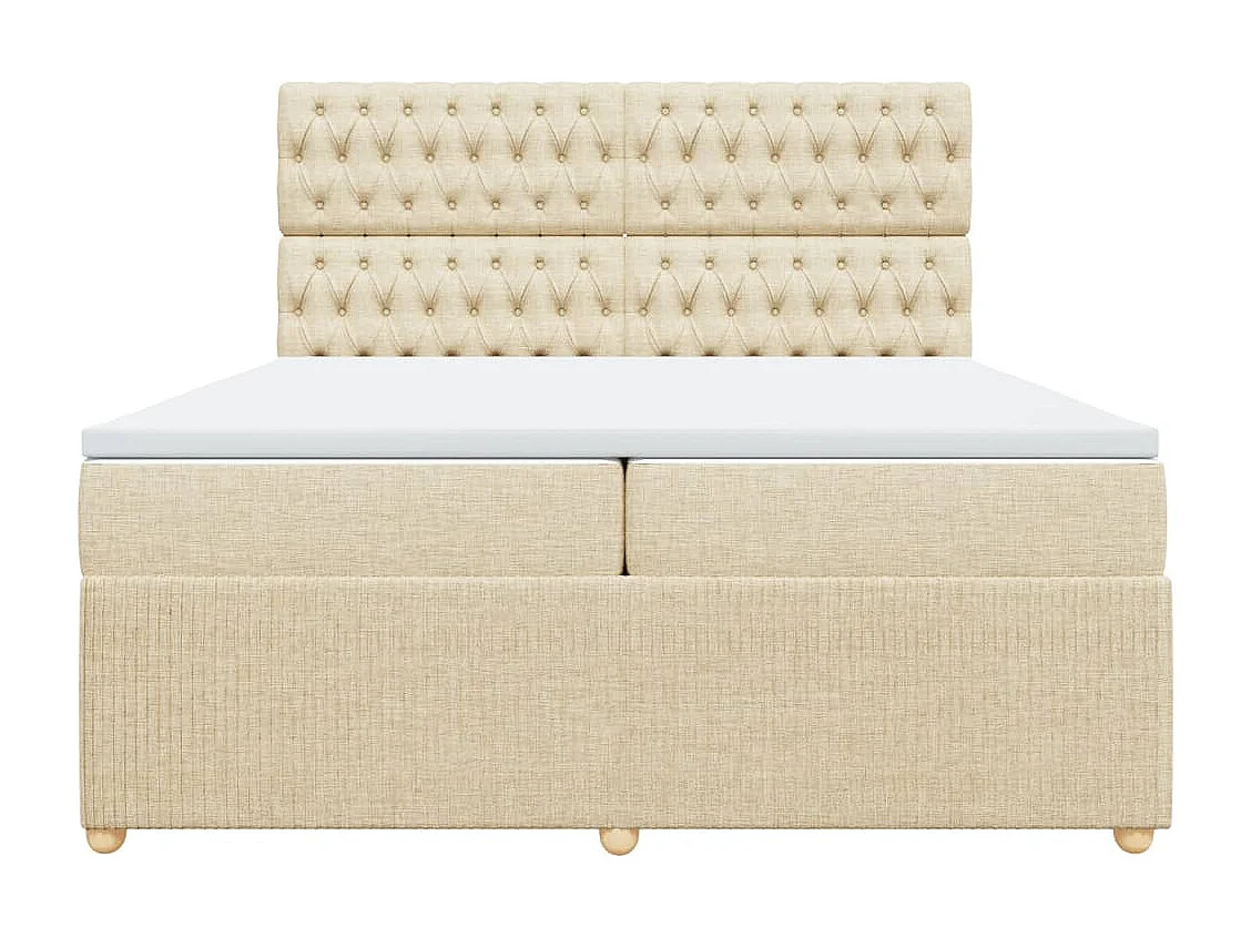 Sommier à lattes de lit avec matelas Crème 200x200 cm Tissu