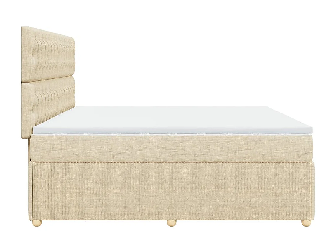 Sommier à lattes de lit avec matelas Crème 200x200 cm Tissu