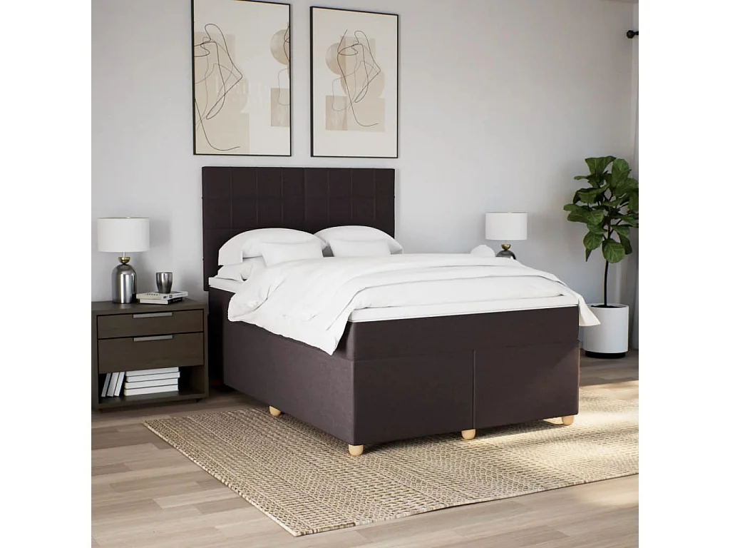 Sommier à lattes de lit avec matelas Marron foncé 140x200 cm