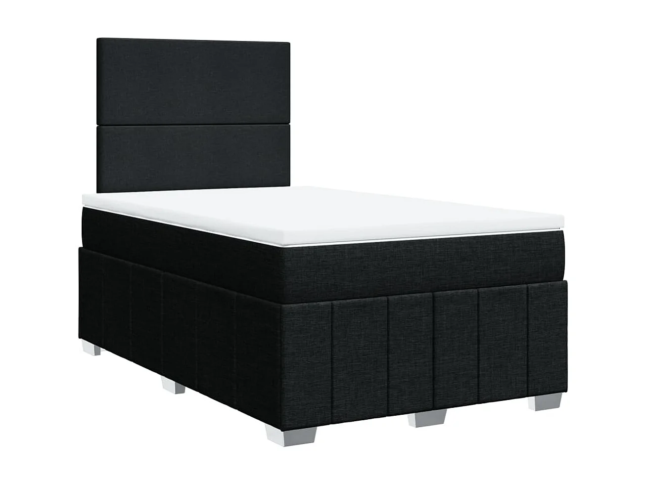 Cama box spring con colchón tela negro 120x200 cm