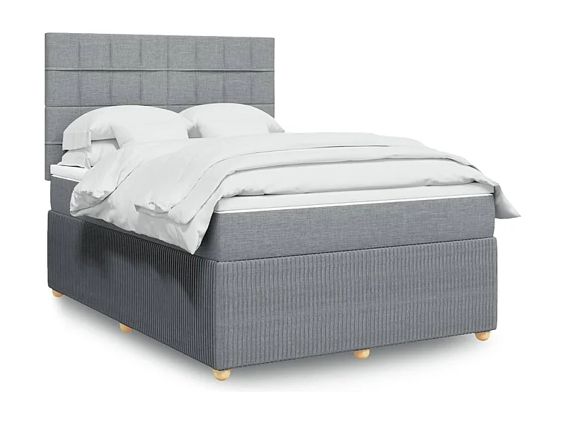 Cama com molas/colchão 140x200 cm tecido cinzento-claro