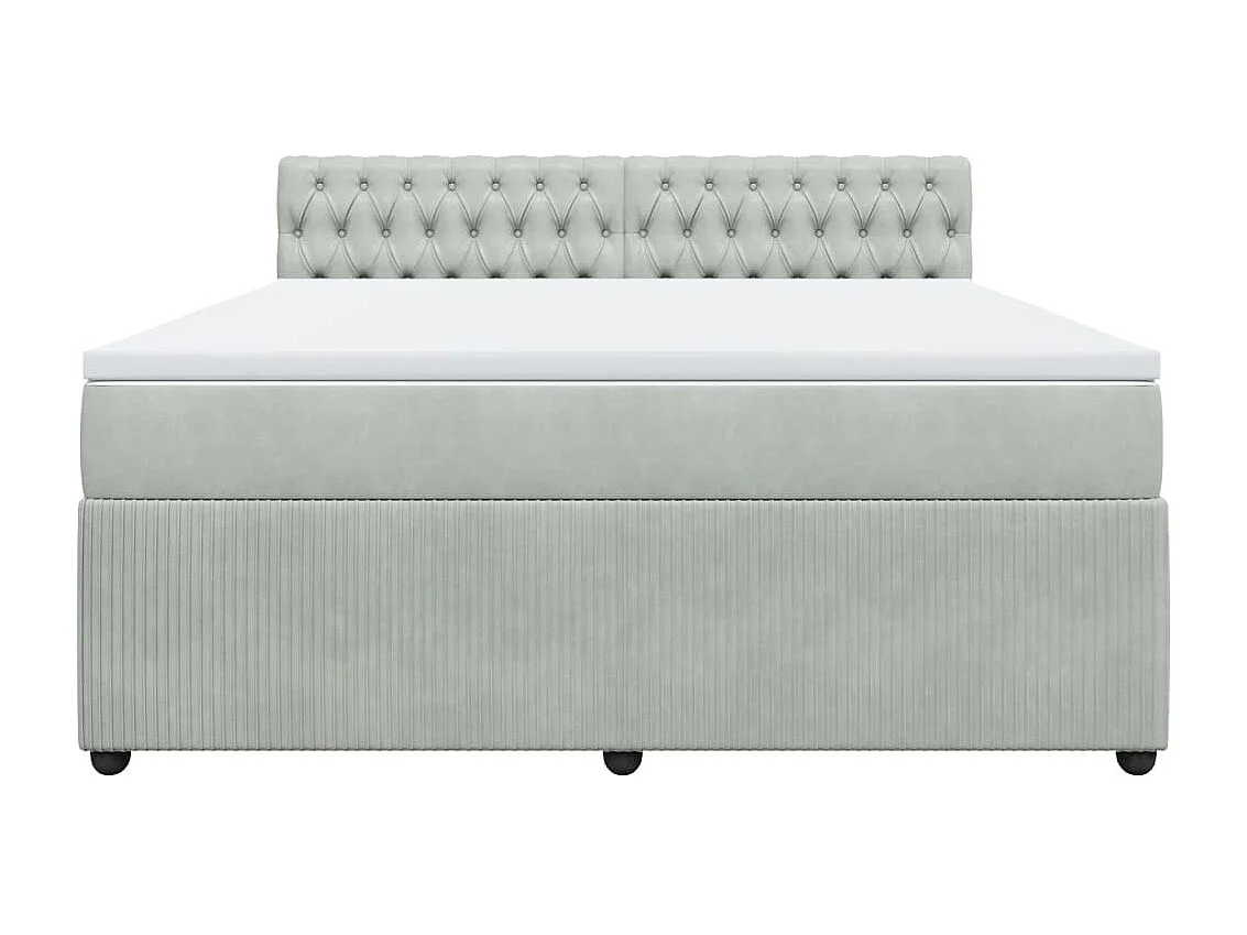 Sommier à lattes de lit et matelas Gris clair 180x200cm Velours