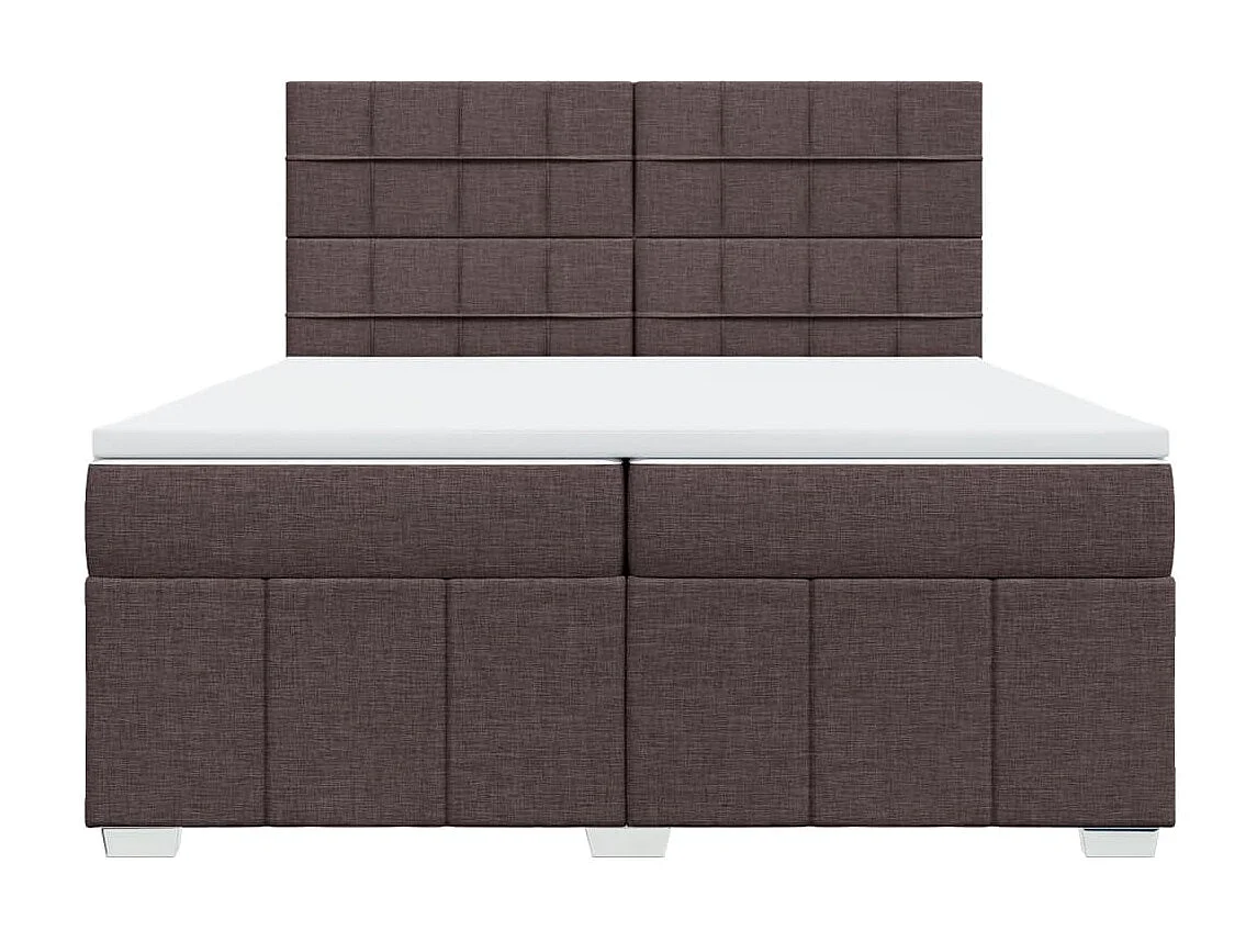 Cama box spring con colchón tela marrón oscuro 200x200 cm