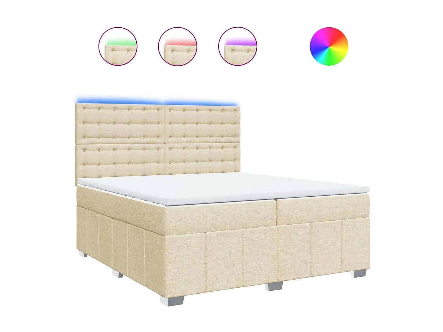 Sommier à lattes de lit avec matelas Crème 200x200 cm Tissu