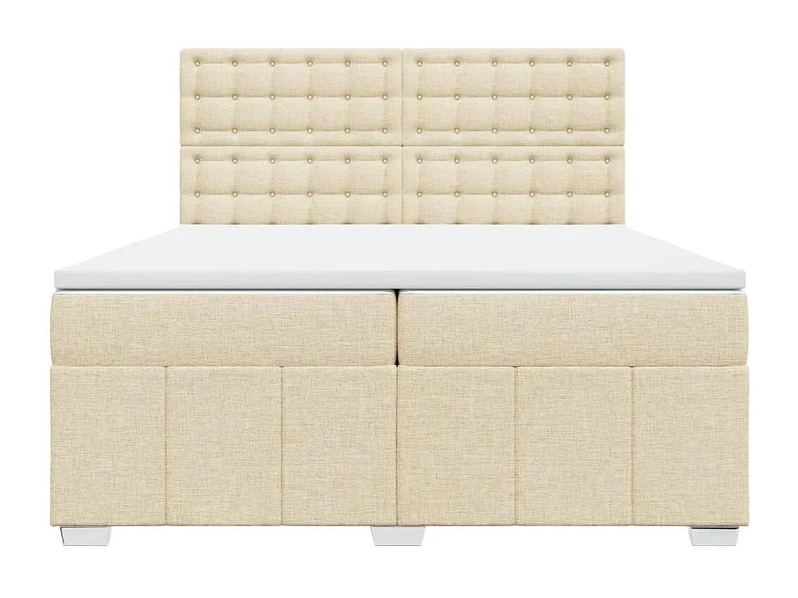 Cama box spring con colchón tela color crema 200x200 cm