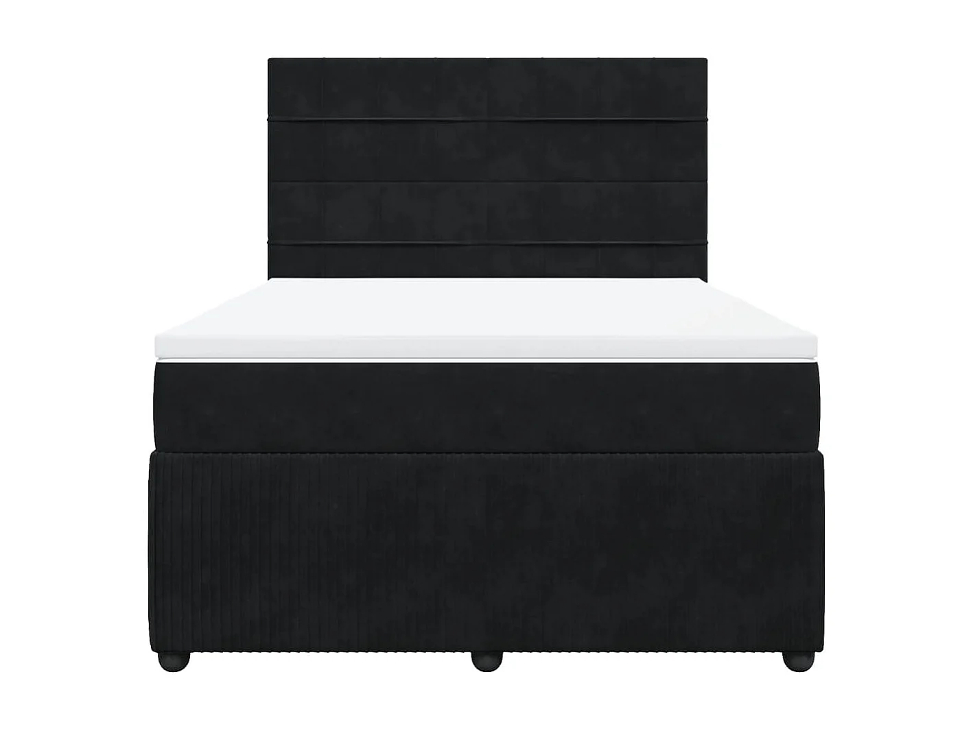 Cama box spring con colchón terciopelo negro 160x200 cm