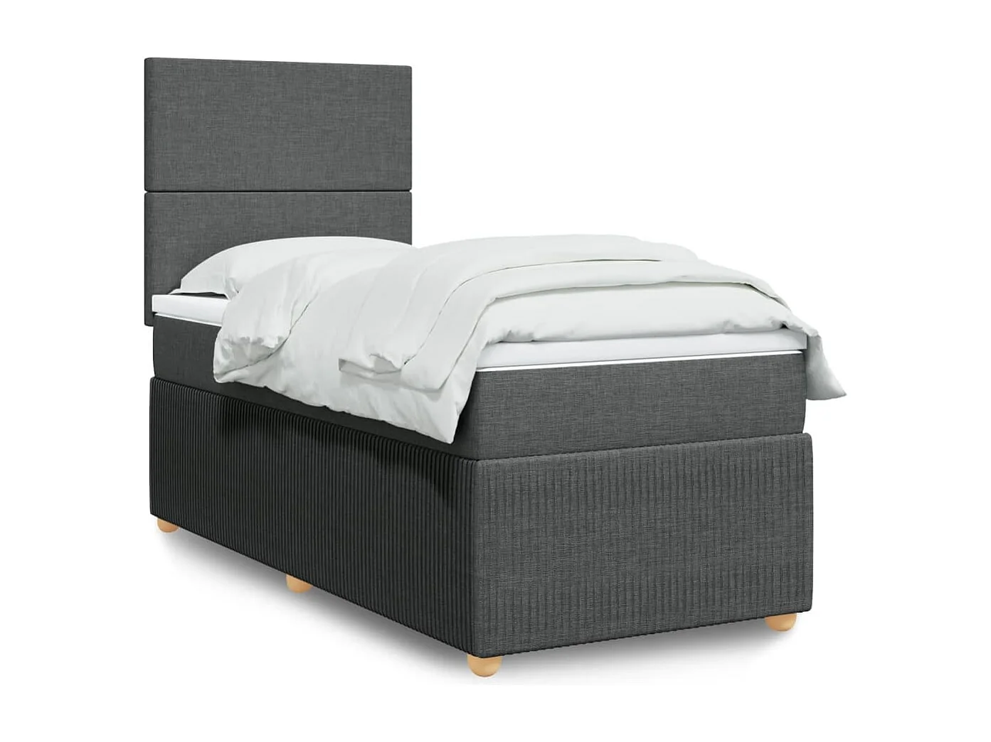 Sommier à lattes de lit avec matelas Gris foncé 90x200 cm Tissu