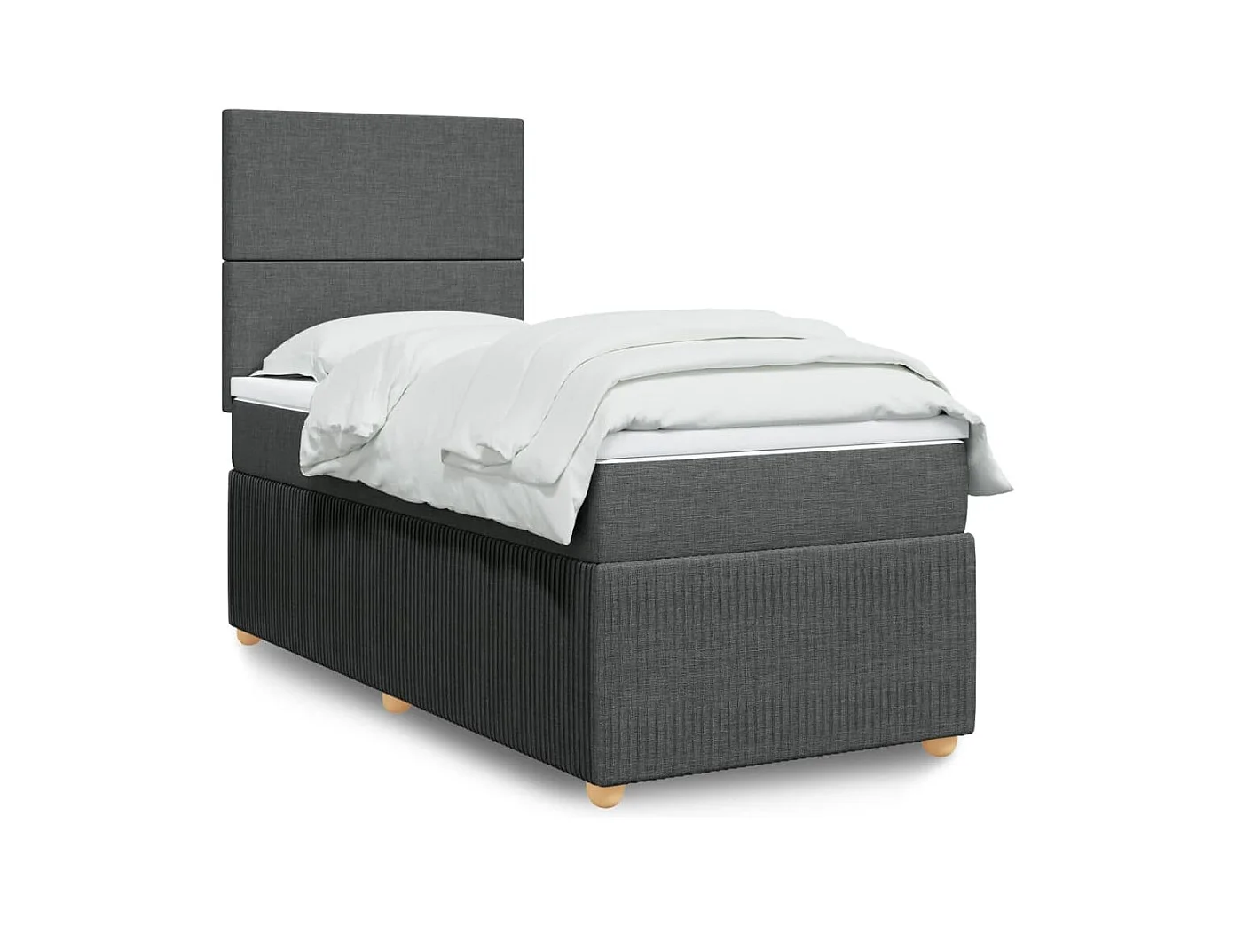 Sommier à lattes de lit avec matelas Gris foncé 90x200 cm Tissu