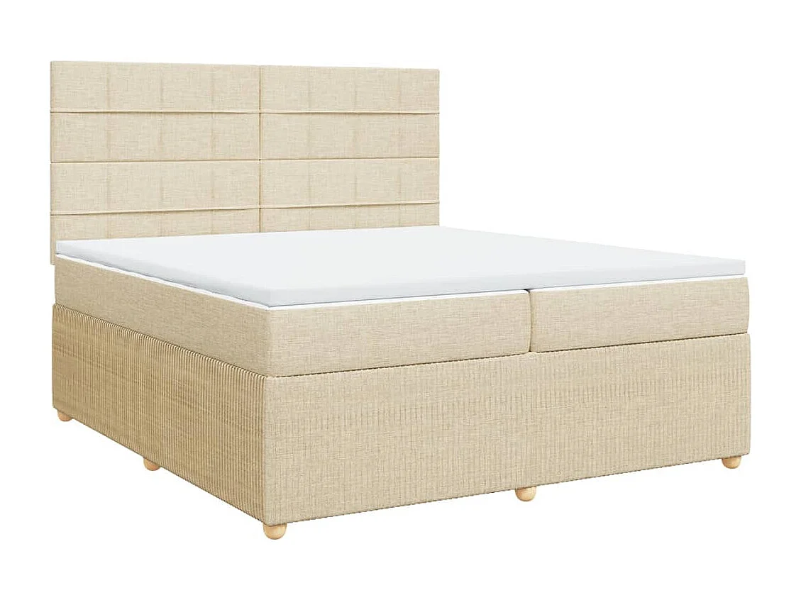 Cama box spring con colchón tela color crema 200x200 cm