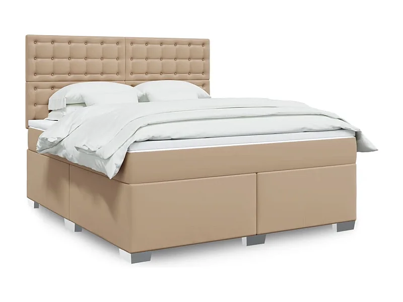 Cama box spring con colchón cuero sintético capuchino 180x200cm