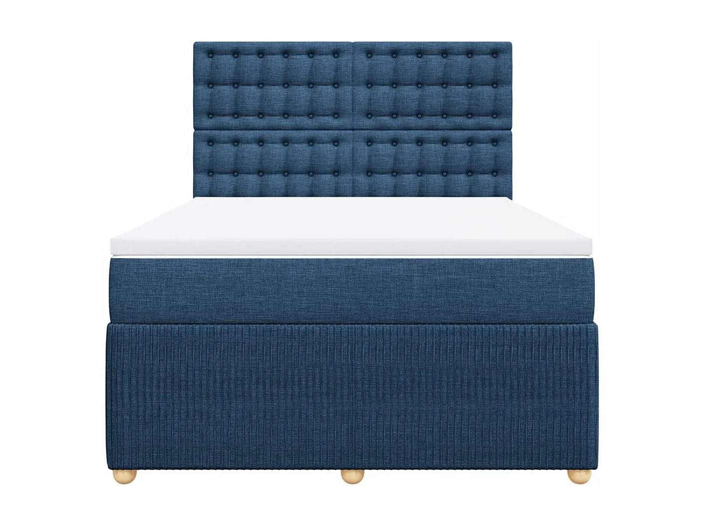 Cama box spring con colchón tela azul 160x200 cm