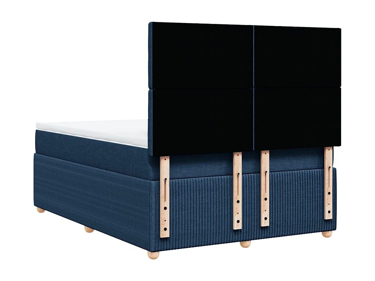 Cama box spring con colchón tela azul 160x200 cm