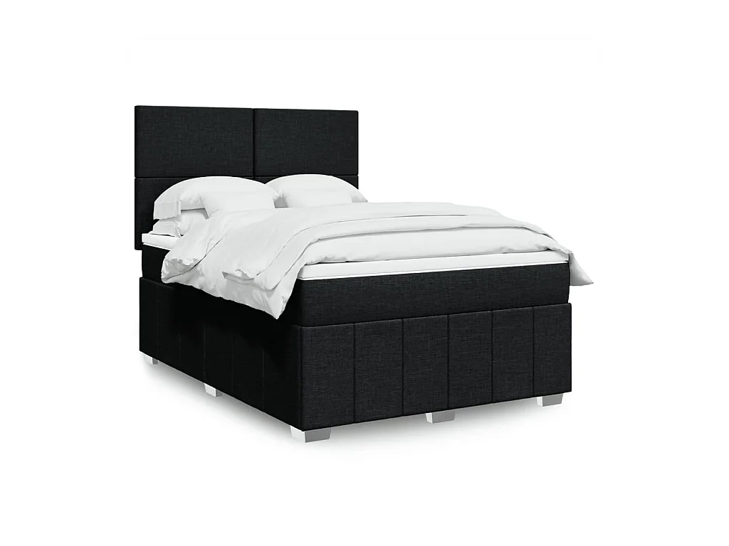 Sommier à lattes de lit avec matelas Noir 160x200 cm Tissu
