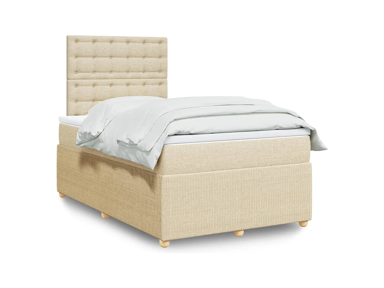 Sommier à lattes de lit avec matelas crème 120x190 cm tissu