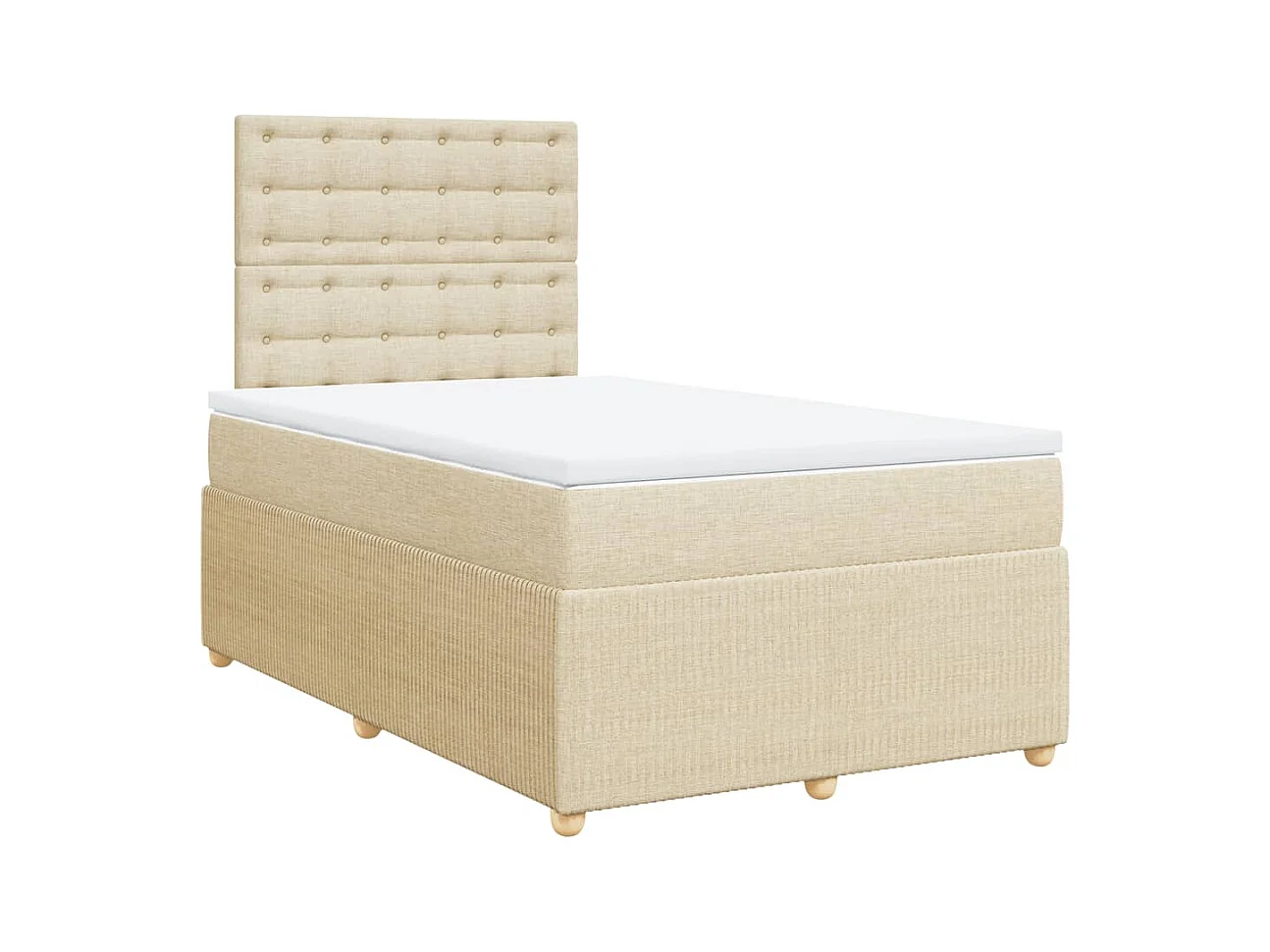 Sommier à lattes de lit avec matelas crème 120x190 cm tissu
