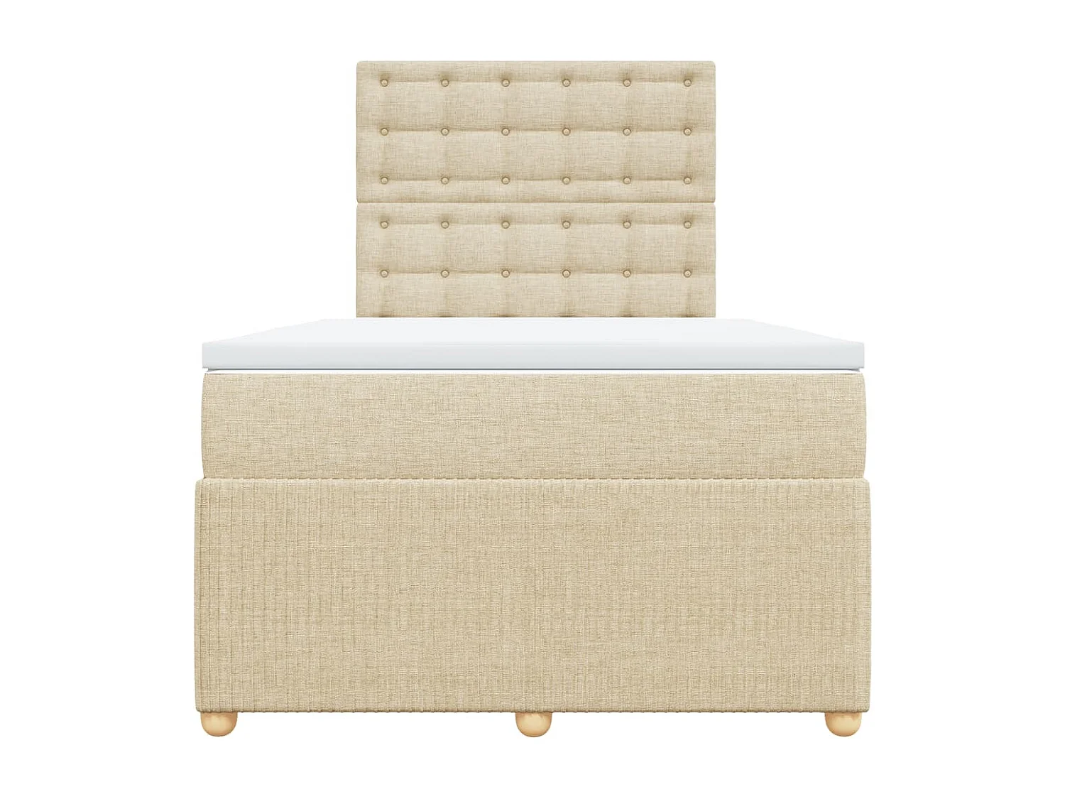 Cama box spring con colchón tela color crema 120x190 cm