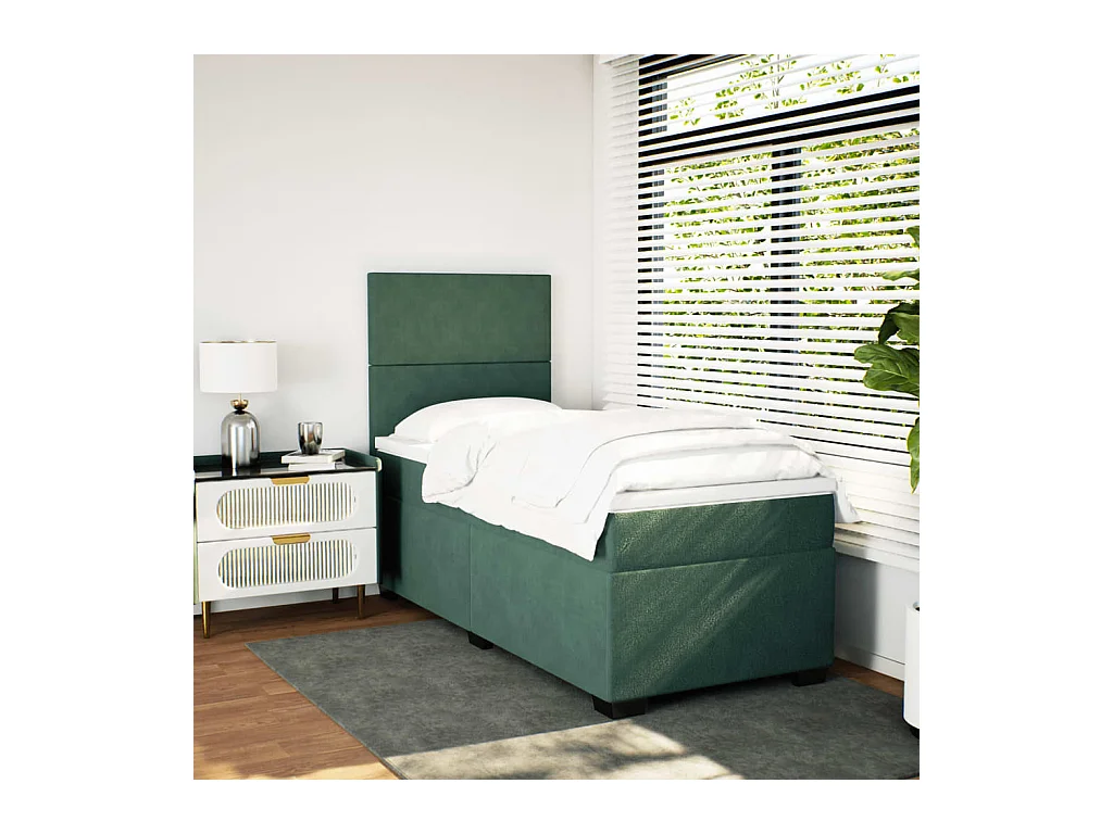 Sommier à lattes de lit avec matelas Vert foncé 90x200 cm