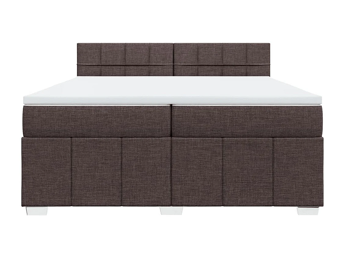 Cama box spring con colchón tela marrón oscuro 200x200 cm