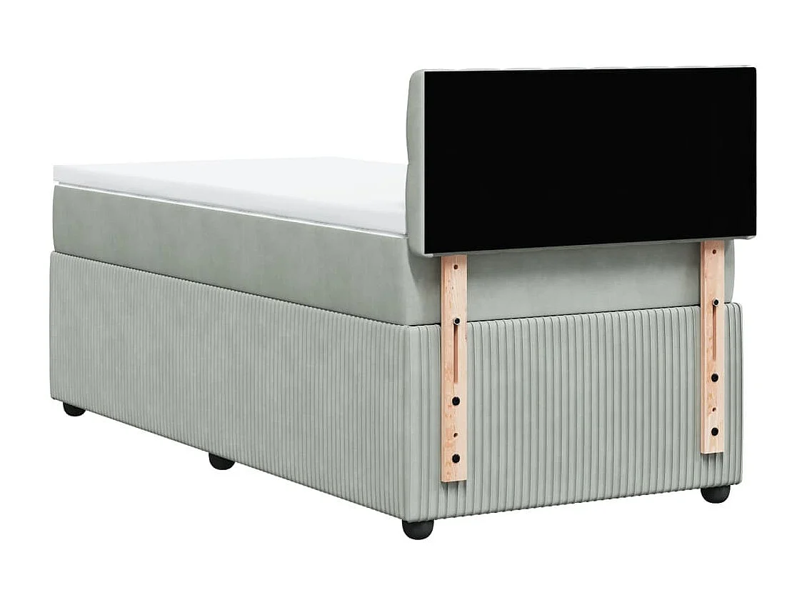 Boxspring met matras fluweel lichtgrijs 100x200 cm