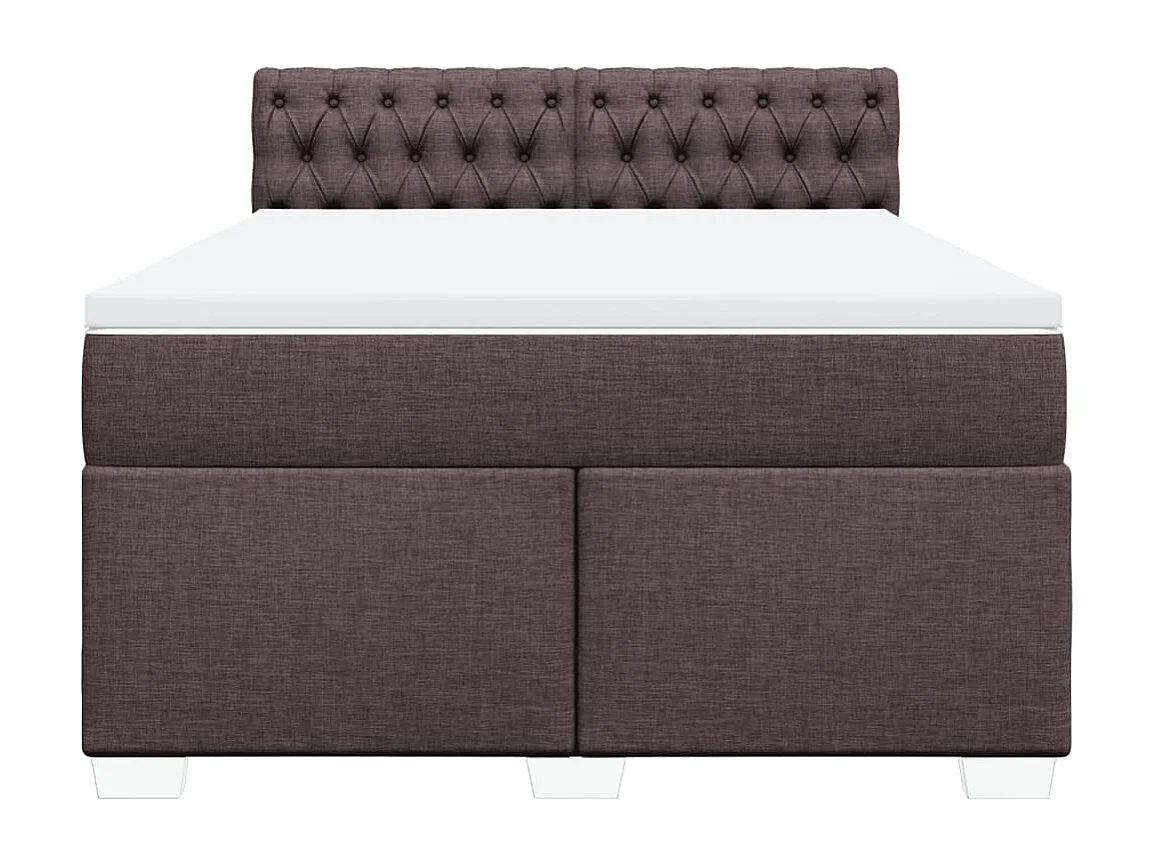 Cama com molas/colchão 160x200 cm tecido castanho-escuro