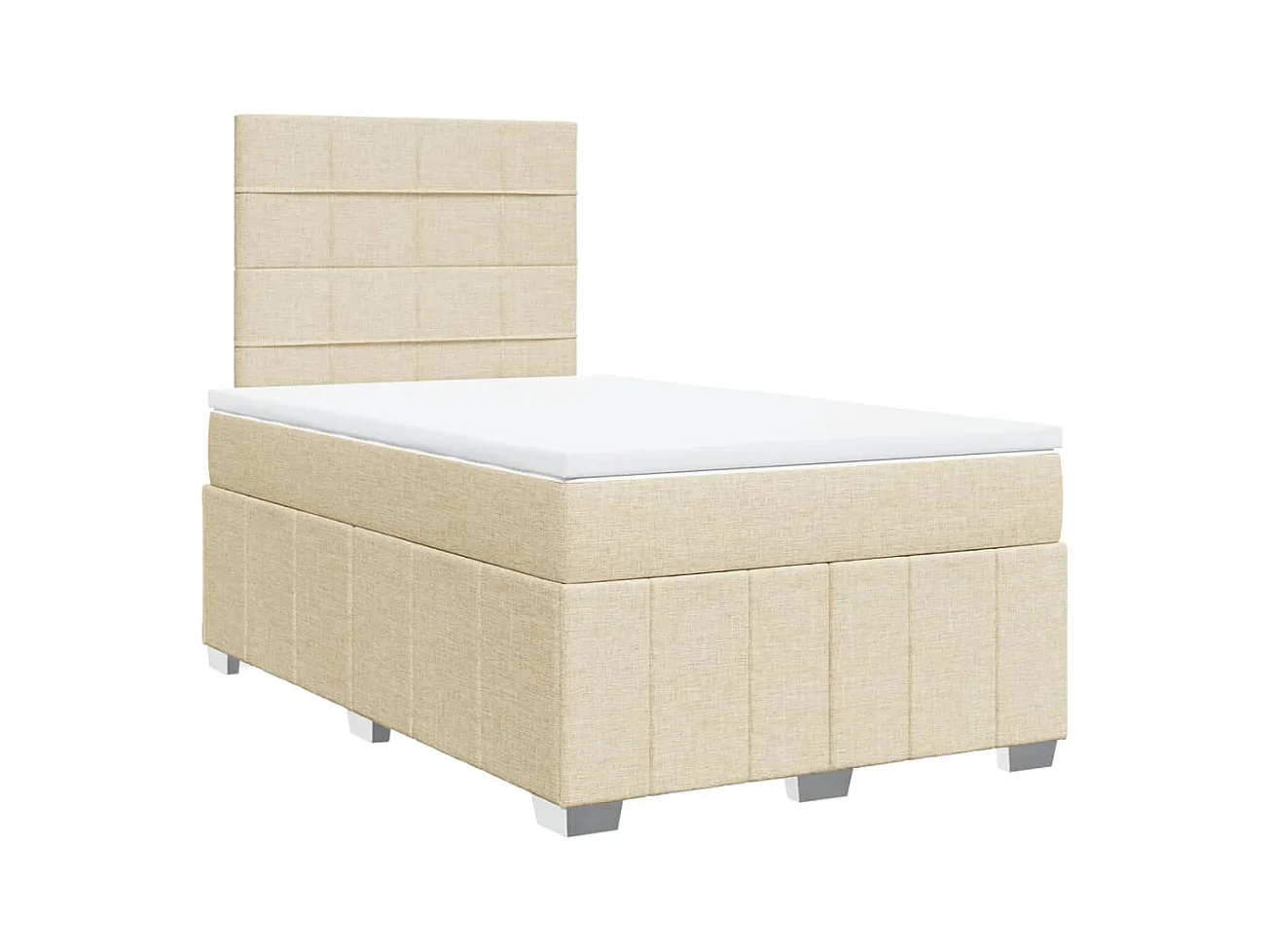 Sommier à lattes de lit avec matelas crème 120x190 cm tissu