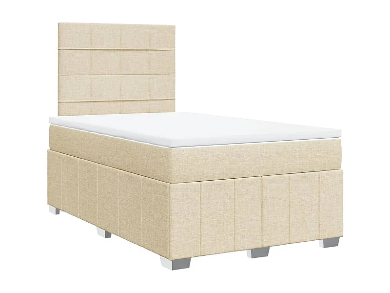 Sommier à lattes de lit avec matelas crème 120x190 cm tissu