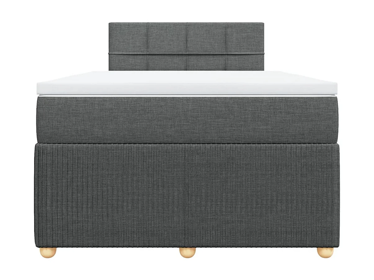Cama box spring con colchón tela gris oscuro 120x200 cm