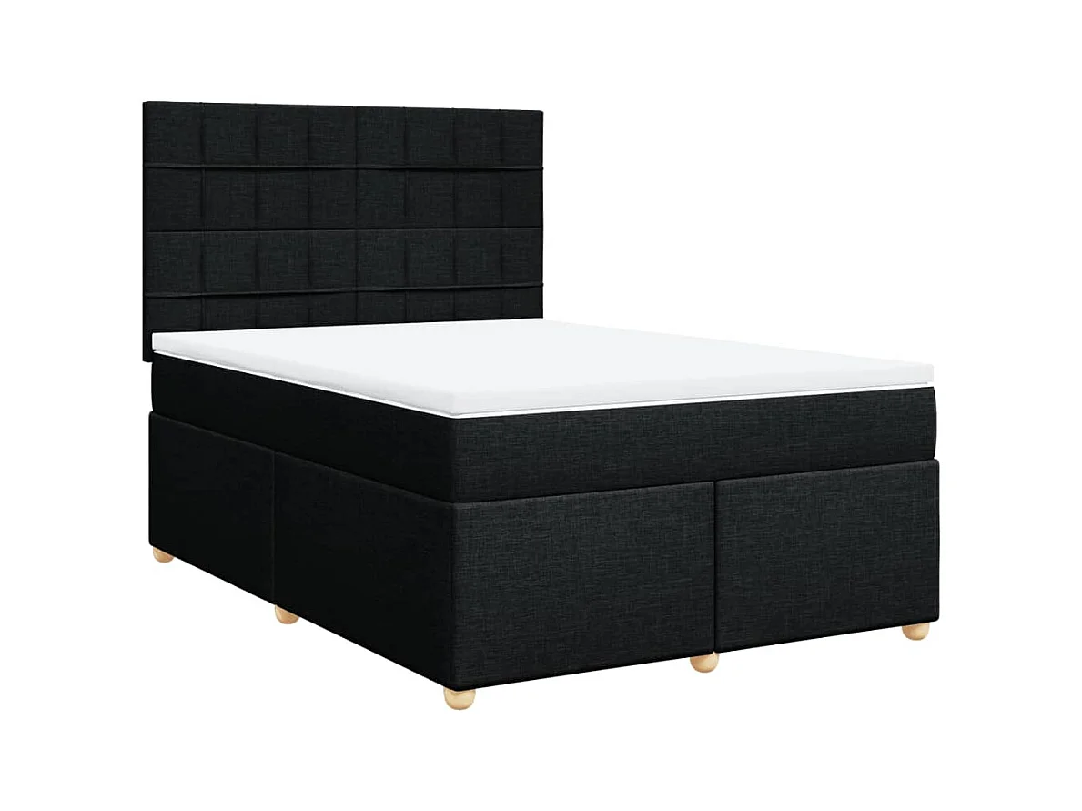 Sommier à lattes de lit avec matelas Noir 140x200 cm Tissu