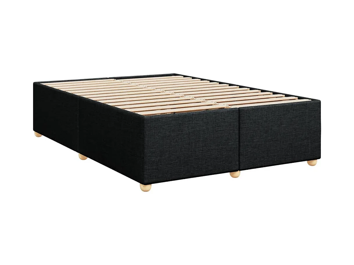 Cama box spring con colchón tela negro 140x200 cm