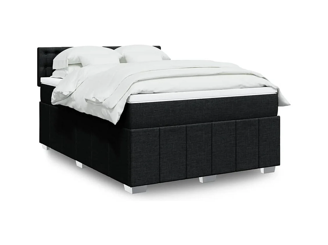 Sommier à lattes de lit avec matelas Noir 140x190 cm Tissu